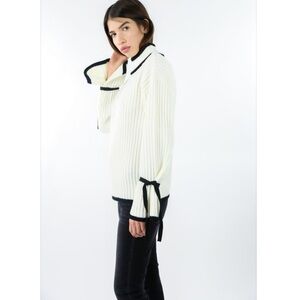 English Factory Tie Sleeve Black Piping Sweater